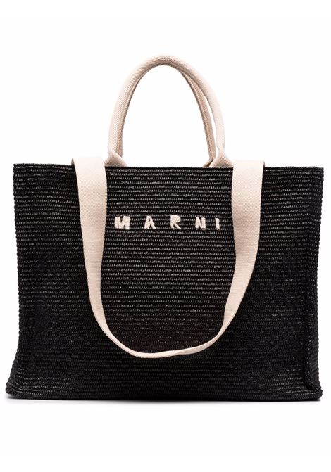 rafia tote bag woman black MARNI | SHMQ0034U1 P3860Z1Q44